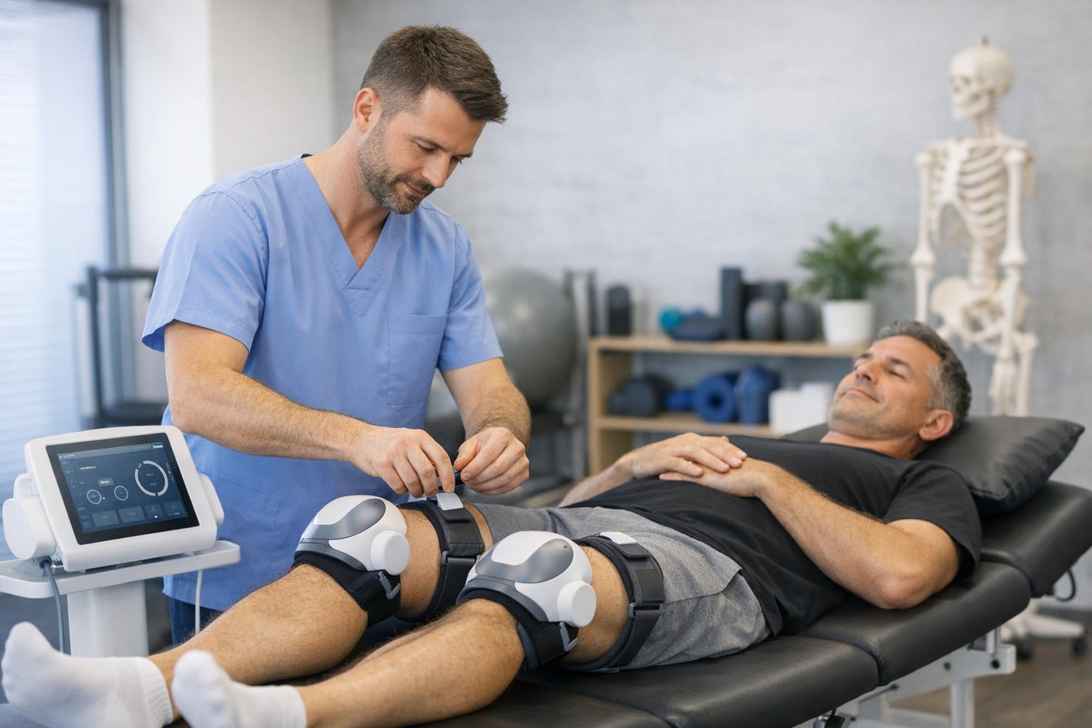 Zdjęcie: fizjoterapeuta pracujący z pacjentem przy użyciu nowej techniki